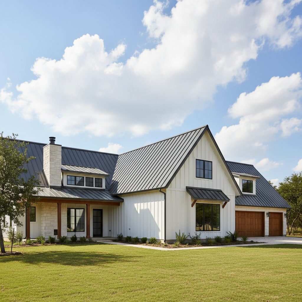 Standing seam metal roof installation on a home in Fort Worth, TX